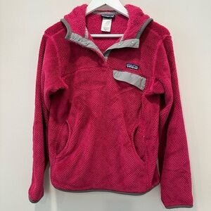Patagonia Jacket ReTool Snap T Fleece Hoodie Sweatshirt Pink Gray Medium Soft